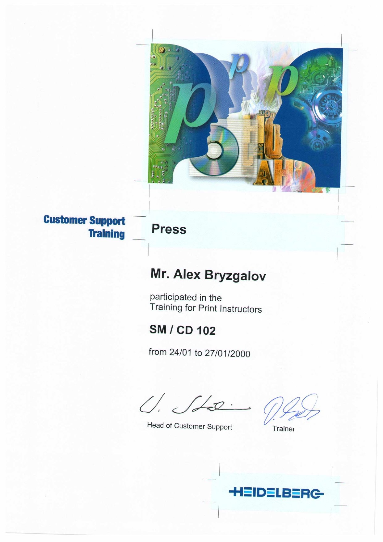 Alex Bryzgalov Heidelberg certificate