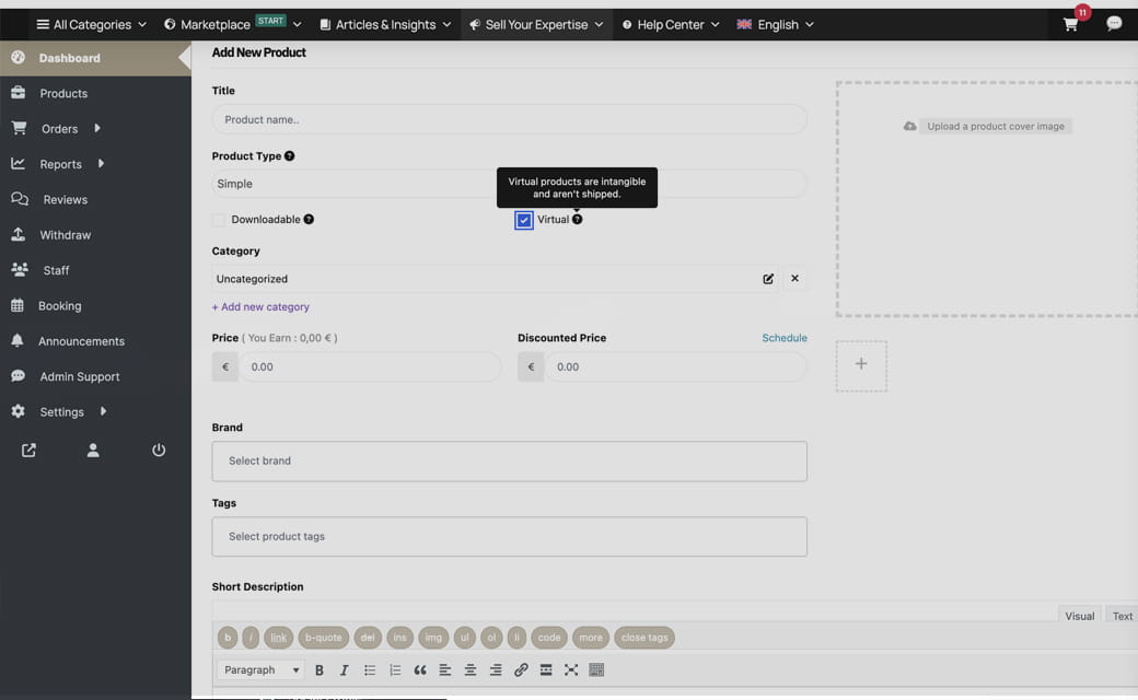 Product / service upload