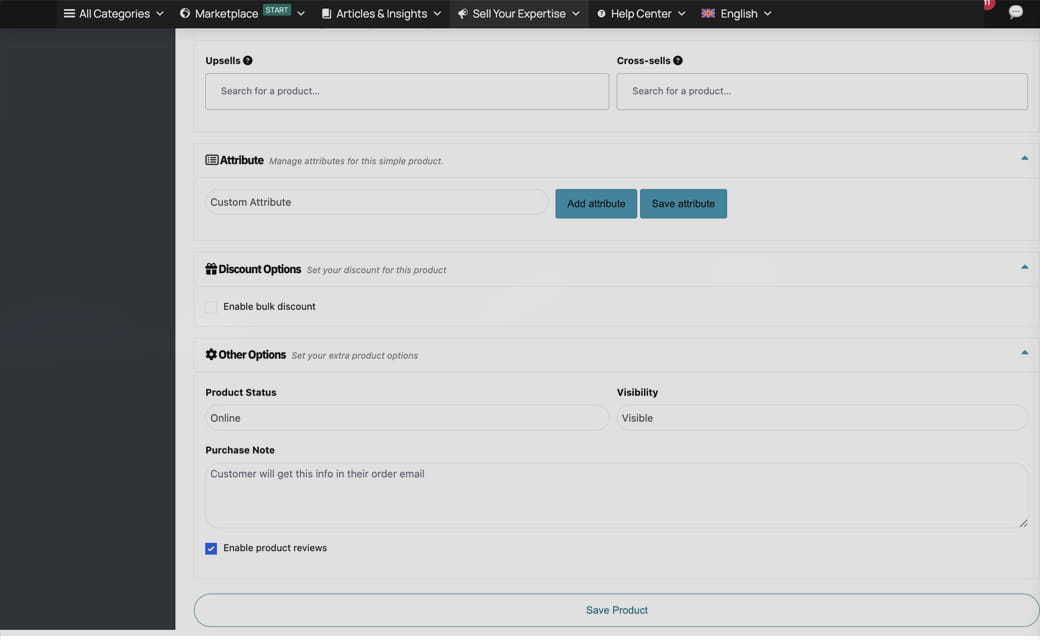 Product / service upload